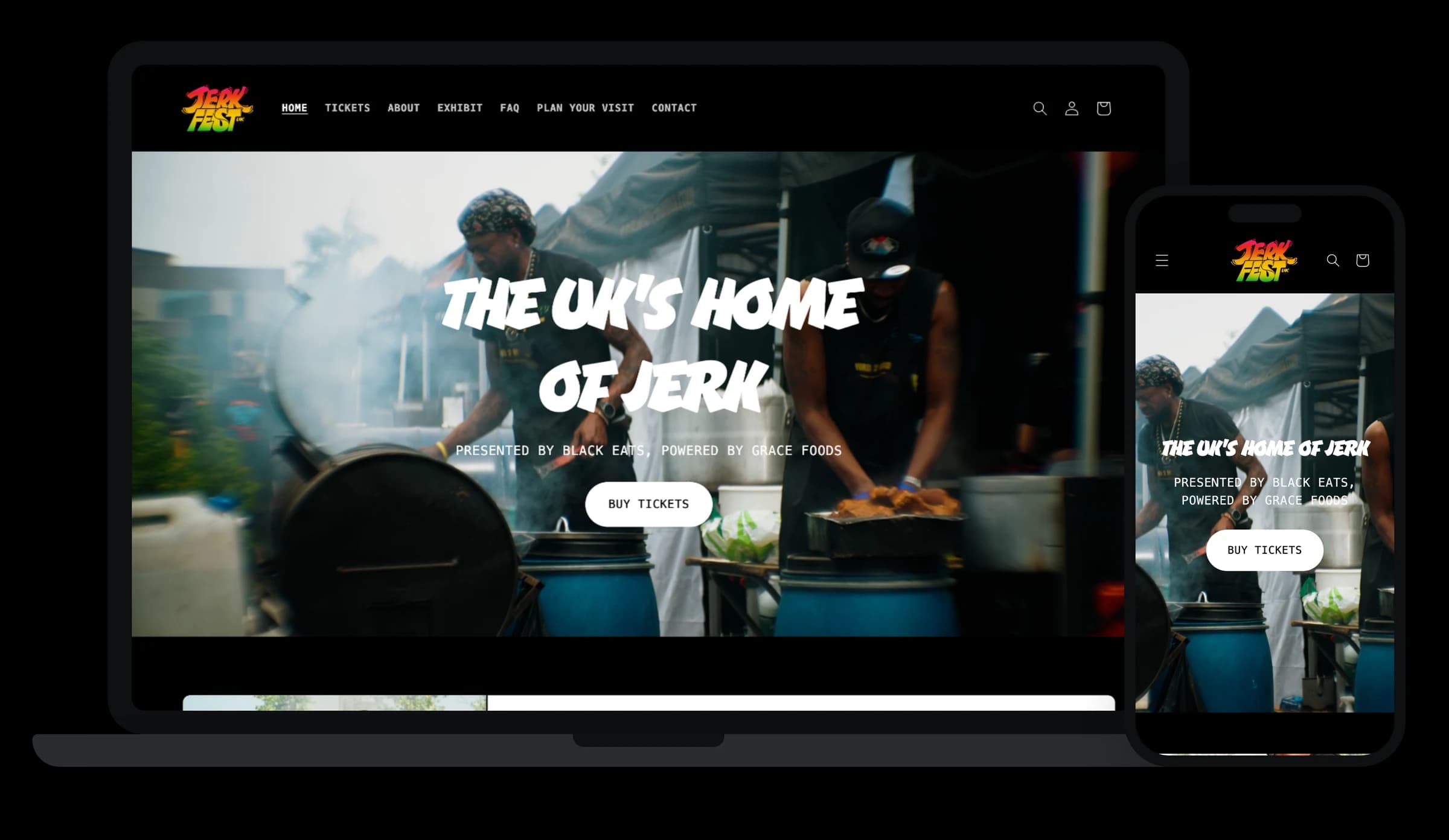 The new UK Jerk Fest website on a laptop and a phone
