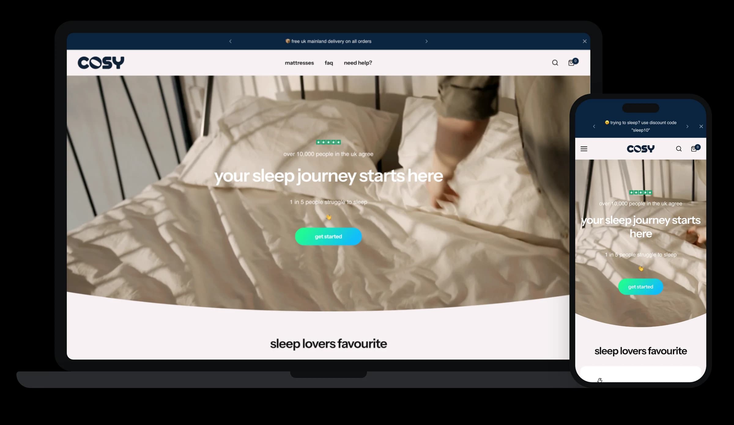 The Live Cosy website on a laptop and a phone