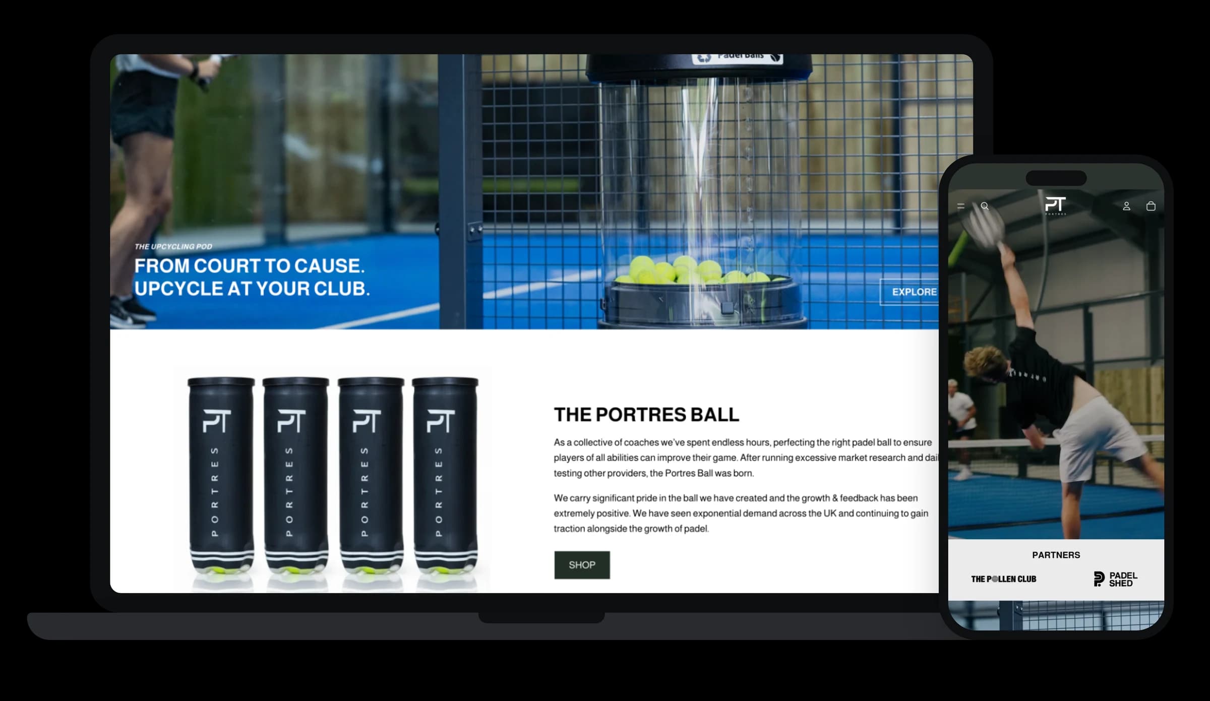 The new Portres website on a laptop and a phone